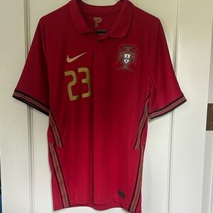 Nike Red Portugal Soccer Jersey with Gold Accents